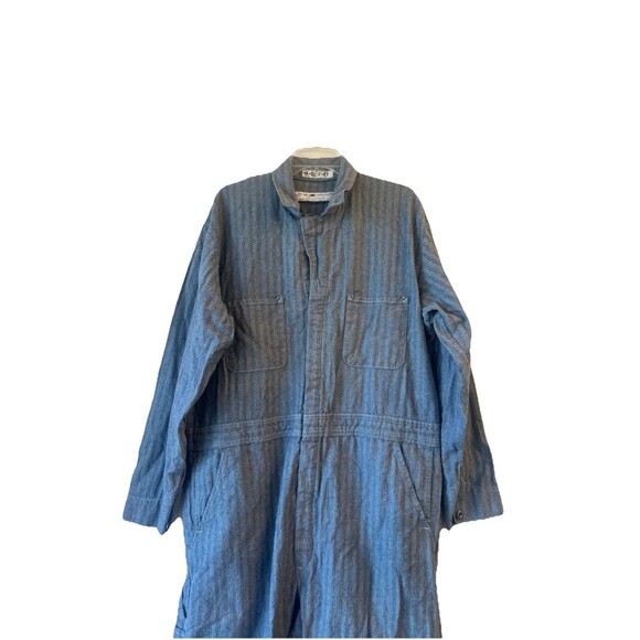 COVERALLS SIZE 46 RG Fisher Strip Red Kap USA 100% Cotton - Picture 3 of 11